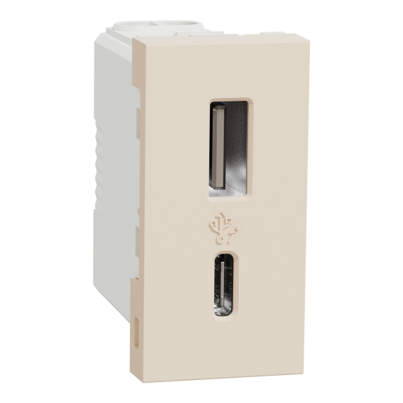Schneider Electric NU301644, Unica, Krem, USB Priz, 2.4 Amper, 15W, Type A+C, İkili, 1 Modül