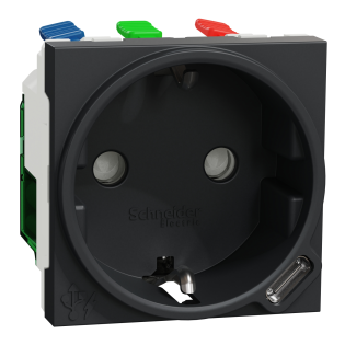 Schneider Electric NU301754, Unica, Antrasit, Topraklı Priz ve USB Priz, Çocuk Korumalı, Type-C, 2 Modül