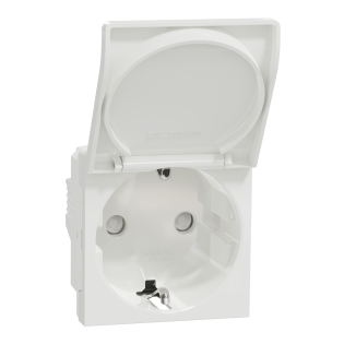Schneider Electric NU303718TA, Unica, Beyaz, Topraklı Priz, Kapaklı, Çocuk Korumalı, 2 Modül