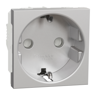 Schneider Electric NU303730, Unica, Alüminyum, Topraklı Priz, Çocuk Korumalı, Vida Bağlantılı, 2 Modül