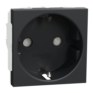Schneider Electric NU303754, Unica, Antrasit, Topraklı Priz, Çocuk Korumalı, Vida Bağlantılı, 2 Modül