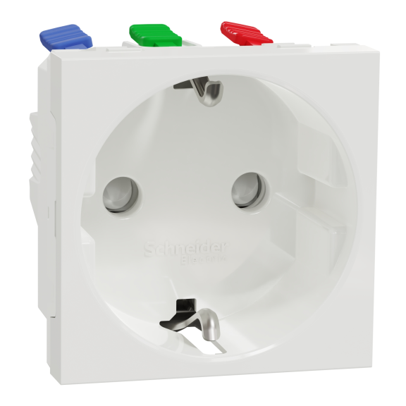 Schneider Electric NU305718, Unica, Beyaz, Topraklı Priz, Çocuk Korumalı, Hızlı Bağlantılı, 2 Modül