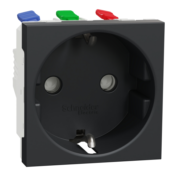 Schneider Electric NU305754, Unica, Antrasit, Topraklı Priz, Çocuk Korumalı, Hızlı Bağlantılı, 2 Modül