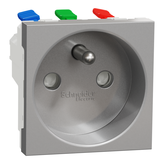Schneider Electric NU305930, Unica, Alüminyum, UPS Priz, Çocuk Korumalı, Hızlı Bağlantılı, 2 Modül