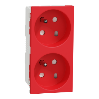 Schneider Electric NU306103, Unica, Kırmızı, UPS Priz, Çocuk Korumalı, İkili, 4 Modül
