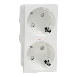 Schneider Electric NU306718, Unica, Beyaz, Topraklı Priz, Çocuk Korumalı, İkili, Vida Bağlantılı, 4 Modül