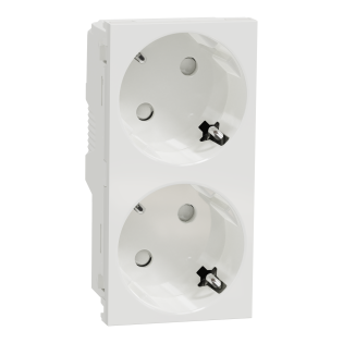 Schneider Electric NU306718A, Unica, Beyaz, Topraklı Priz, Çocuk Korumalı, İkili, Vida Bağlantılı, İzoleli, 4 Modül