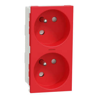 Schneider Electric NU306903S, Unica, Kırmızı, UPS Priz, Çocuk Korumalı, İkili,Hızlı Bağlantılı, Işıklı, 4 Modül