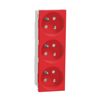 Schneider Electric NU307103, Unica, Kırmızı, UPS Priz, Çocuk Korumalı, Üçlü, 6 Modül