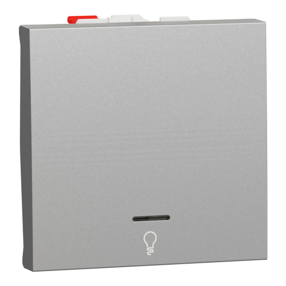 Schneider Electric NU320630LN, Unica, Alüminyum, Liht Butonu, Işıklı, Lamba İşaretli, 2 Modül