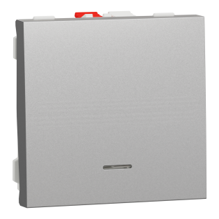 Schneider Electric NU320630N, Unica, Alüminyum, Liht Butonu, Işıklı, 2 Modül