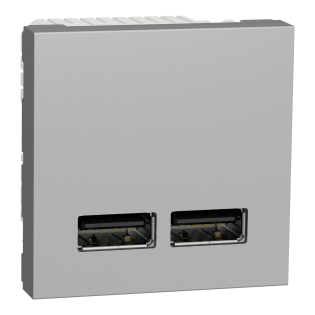 Schneider Electric NU341830, Unica, Alüminyum, USB Priz, 2.1 Amper, 10.5W, Type A+A, İkili, 2 Modül