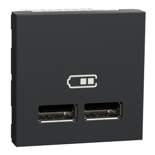 Schneider Electric NU341854, Unica, Antrasit, USB Priz, 2.1 Amper, 10.5W, Type A+A, İkili, 2 Modül