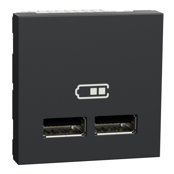 Schneider Electric NU341854, Unica, Antrasit, USB Priz, 2.1 Amper, 10.5W, Type A+A, İkili, 2 Modül