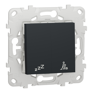 Schneider Electric NU521754, Unica, Antrasit, Otel Odası İç Ünite DND/MUR Anahtarı, 2 Modül, Montaj Plakalı