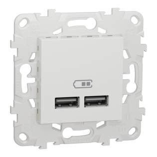Schneider Electric NU541818, Unica, Beyaz, USB Priz, 2.1 Amper, 10.5W, Type A+A, İkili, 2 Modül, Montaj Plakalı
