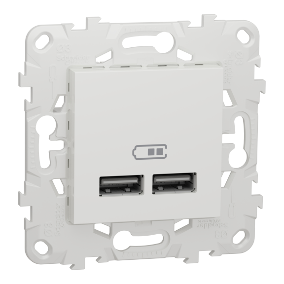 Schneider Electric NU541818, Unica, Beyaz, USB Priz, 2.1 Amper, 10.5W, Type A+A, İkili, 2 Modül, Montaj Plakalı