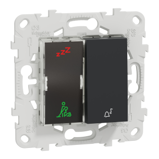 Schneider Electric NU577754, Unica, Antrasit, DND/MUR ve Zil İşaretli Otel Dış Kapı Anahtarı, 2 Modül, Montaj Plakalı