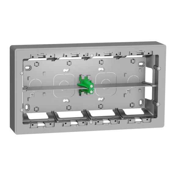 Schneider Electric NU821030, Unica System Plus, Alüminyum, 2x10 Modül Sıva Üstü Yatay Montaj Kasası