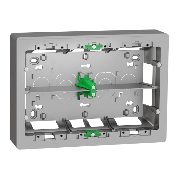 Schneider Electric NU821830, Unica System Plus, Alüminyum, 2x8 Modül Sıva Üstü Yatay Montaj Kasası