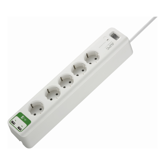 APC by Schneider Electric PM5U-GR, Beşli Akım Korumalı Priz, 2 Adet USB Hızlı Şarj Çıkışlı, 918 Joule, Beyaz
