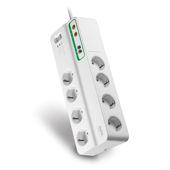 APC by Schneider Electric PMF83VT-GR, Sekizli Akım Korumalı Priz, Koaks ve Telefon Hattı Koruması, 2754 Joule, Beyaz