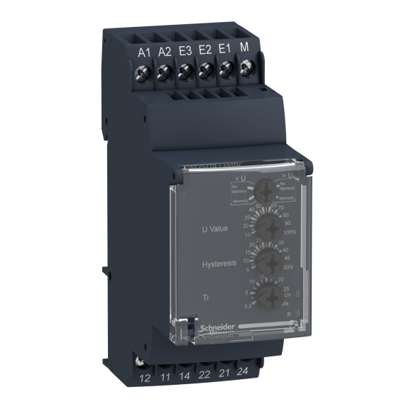 Schneider Electric RM35UA11MW, Harmony RM, Gerilim Koruma Rölesi, 0.05-5 Volt Aşırı-Düşük Gerilim Koruması, 0.3-30sn Gecikmeli, 2K/A