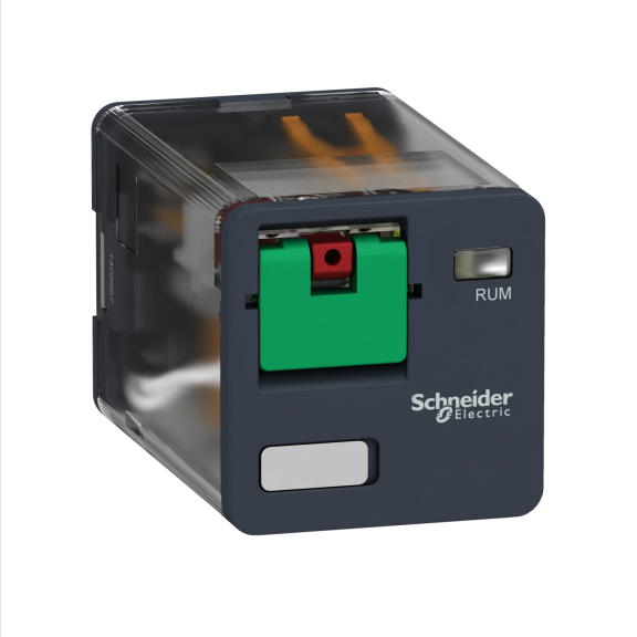 Schneider Electric RUMC21B7, Harmony RUM, 10 Amper, 24 Volt AC, 2 K/A Kontaklı, 8 Silindirik Pinli, Soketli Röle, Test Butonlu