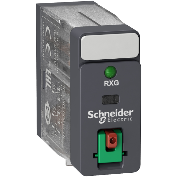Schneider Electric RXG22B7, Harmony RXG, 5 Amper, 24 Volt AC, 2 K/A Kontaklı, 8 Pinli, Soketli Röle, LED’li, Test Butonlu