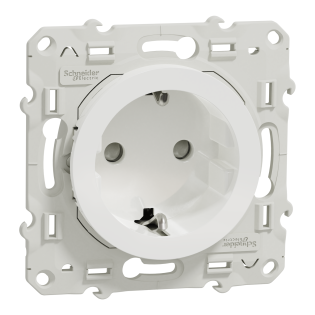 Schneider Electric S520057, Odace, Beyaz, Topraklı Priz, Çerçevesiz