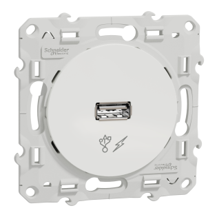 Schneider Electric S520408, Odace, Beyaz, USB Prizi, 1 Amper, Type A, 5W, Çerçevesiz