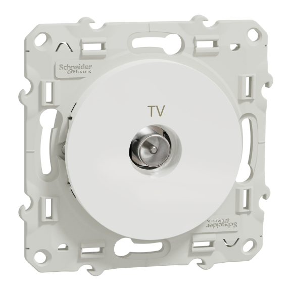 Schneider Electric S520445, Odace, Beyaz, TV Prizi, Sonlu, Çerçevesiz