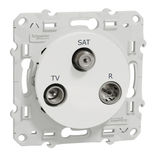 Schneider Electric S520461, Odace, Beyaz, TV, SAT ve R Prizi, Çerçevesiz