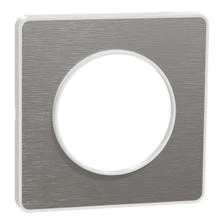 Schneider Electric S520802J, Odace Touch, Metal Fırçalı Alüminyum, Beyaz Kenarlı, Tekli Çerçeve