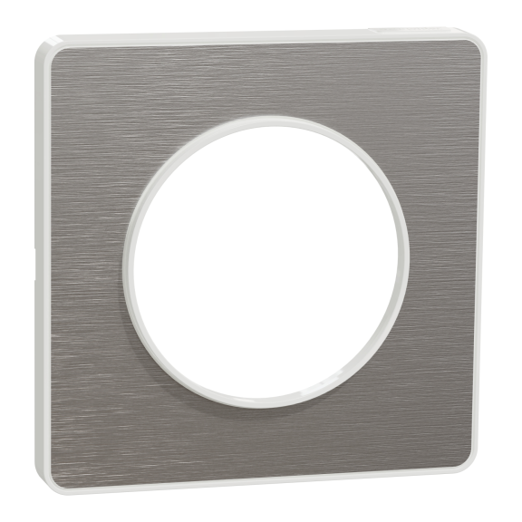 Schneider Electric S520802J, Odace Touch, Metal Fırçalı Alüminyum, Beyaz Kenarlı, Tekli Çerçeve