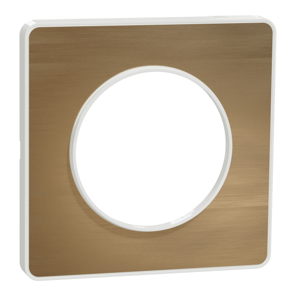 Schneider Electric S520802L, Odace Touch, Metal Fırçalı Bronz, Beyaz Kenarlı, Tekli Çerçeve