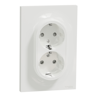 Schneider Electric S521087, Odace, Beyaz, Topraklı Priz, İkili, Çerçeveli