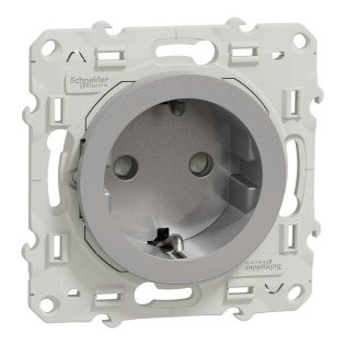 Schneider Electric S530057, Odace, Alüminyum, Topraklı Priz, Çerçevesiz