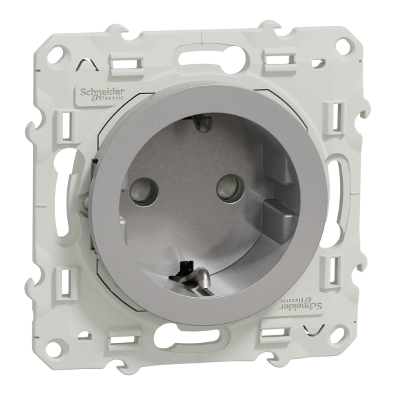 Schneider Electric S530057, Odace, Alüminyum, Topraklı Priz, Çerçevesiz