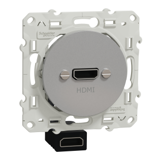 Schneider Electric S530462, Odace, Alüminyum, HDMI Prizi, Dişi, Type A, 5W, Çerçevesiz