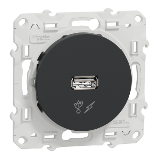 Schneider Electric S540408, Odace, Antrasit, USB Prizi, 1 Amper, Type A, 5W, Çerçevesiz
