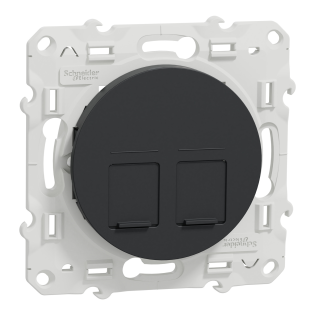 Schneider Electric S540410, Odace, Antrasit, Data İnternet Prizi, RJ45, Konnektörsüz, İkili, Çerçevesiz