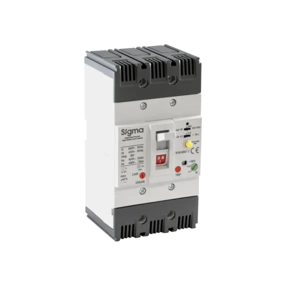 Sigma 3J125080, 64-80 Amper, 36 kA, 3 Kutuplu, Açtırma Bobinli Kaçak Akım Korumalı Kompakt Şalter, H125