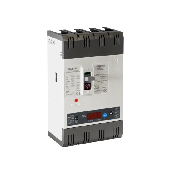 Sigma 4E100080, 80 Amper, 36 kA, 4 Kutuplu, Dijital Göstergeli, Açtırma Bobinli Kaçak Akım Korumalı Kompakt Şalter, D100