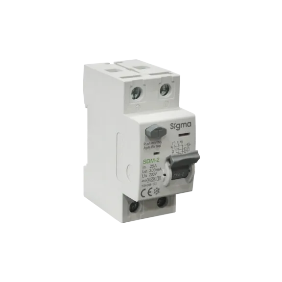Sigma SDM2025300, SDM 2, 25 Amper, 300mA, AC Tip, Kaçak Akım Koruma Rölesi, 2 Kutuplu (1 Faz+Nötr)