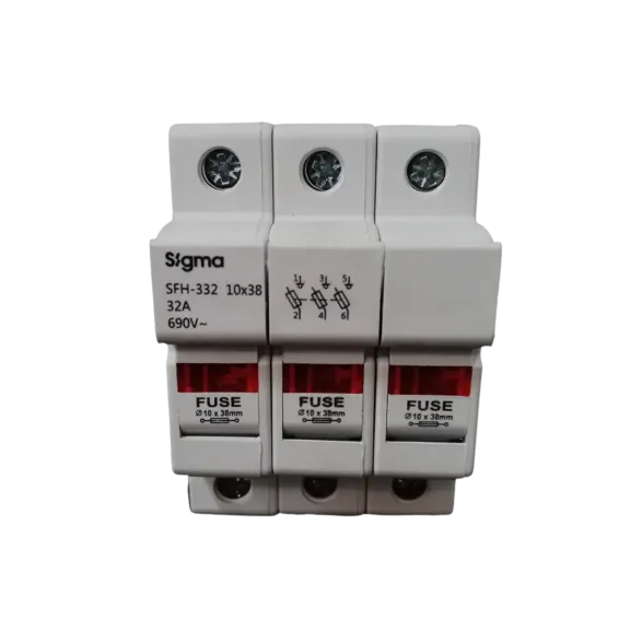 Sigma SFH332, 32 Amper, 3 Kutuplu, Kartuş Sigorta Yuvası, 10x38mm Sigortalar için