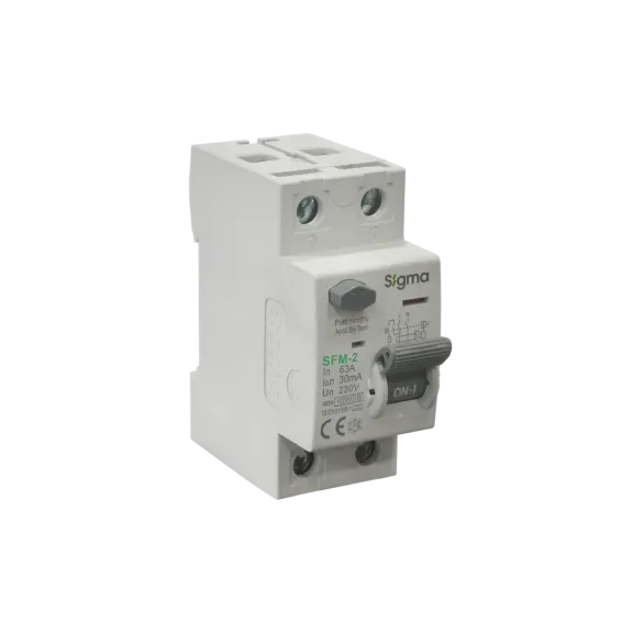 Sigma SFM2063030, SFM-2, 63 Amper, 30mA, A Tip, Kaçak Akım Koruma Rölesi, 2 Kutuplu (1Faz+Nötr)
