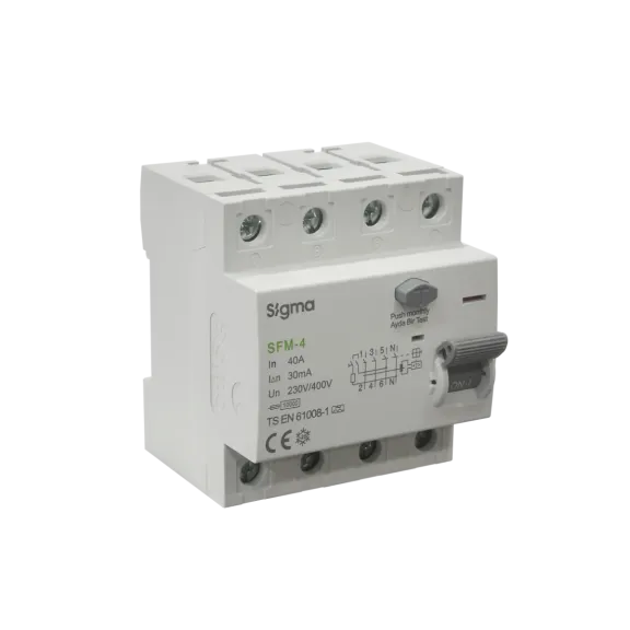Sigma SFM4040030, SFM-4, 40 Amper, 30mA, A Tip, Kaçak Akım Koruma Rölesi, 4 Kutuplu (3 Faz+Nötr)