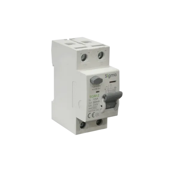 Sigma SGM2125300, SGM-2, 125 Amper, 300mA, AC Tip, Kaçak Akım Koruma Rölesi, 2 Kutuplu (1 Faz+Nötr)