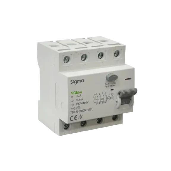 Sigma SGM4032030, SGM-4, 32 Amper, 30mA, AC Tip, Kaçak Akım Koruma Rölesi, 4 Kutuplu (3 Faz+Nötr)
